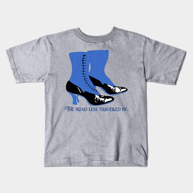 Vintage Spat Boots, road less traveled by Kids T-Shirt by H. R. Sinclair